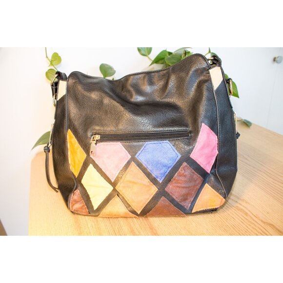 Upcycled Faux Leather Purse – Hand-Sewn Patchwork Design | Reduce, Reuse, Recycl - Picture 1 of 9
